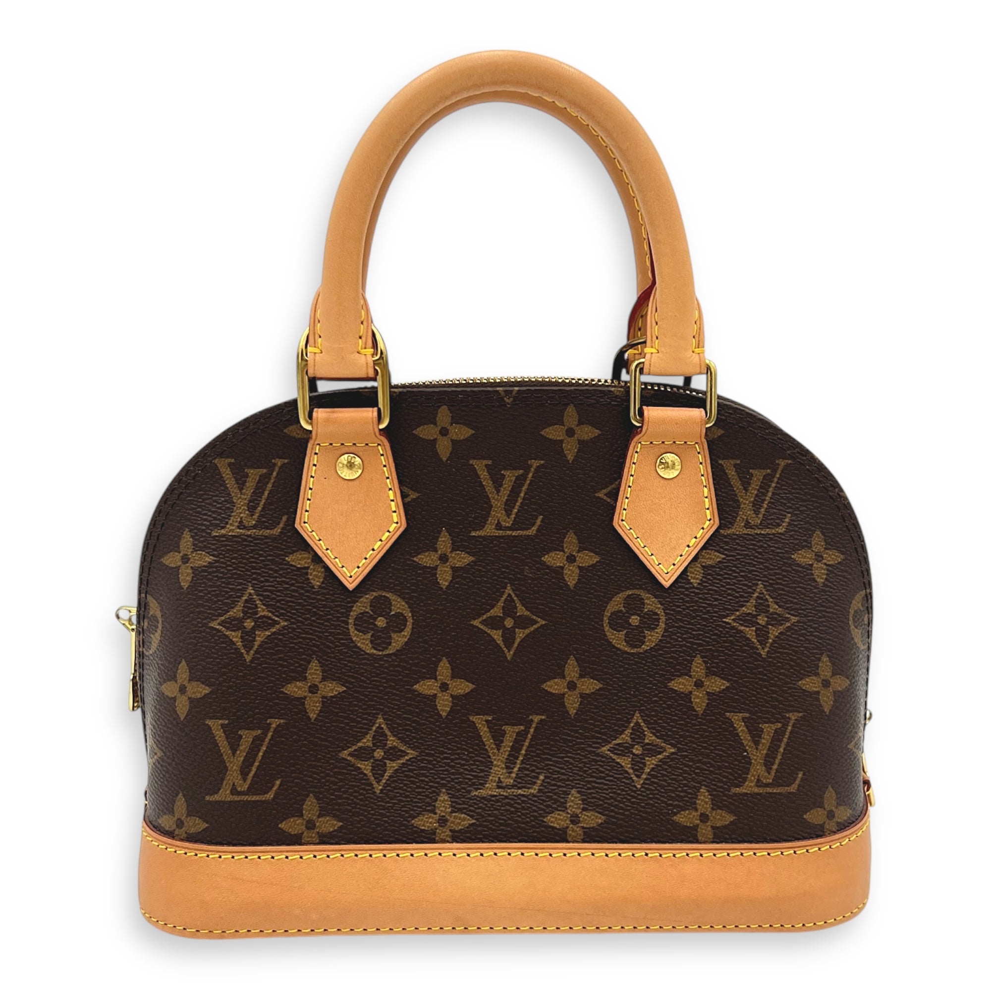 Louis Vuitton Alma BB Brown Top Handle Bag in Monogram Coated Canvas, Gold hardware_6