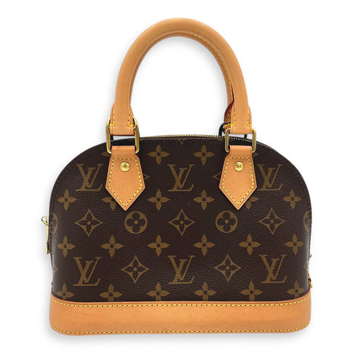 Louis Vuitton Alma BB Brown Top Handle Bag in Monogram Coated Canvas, Gold hardware_6