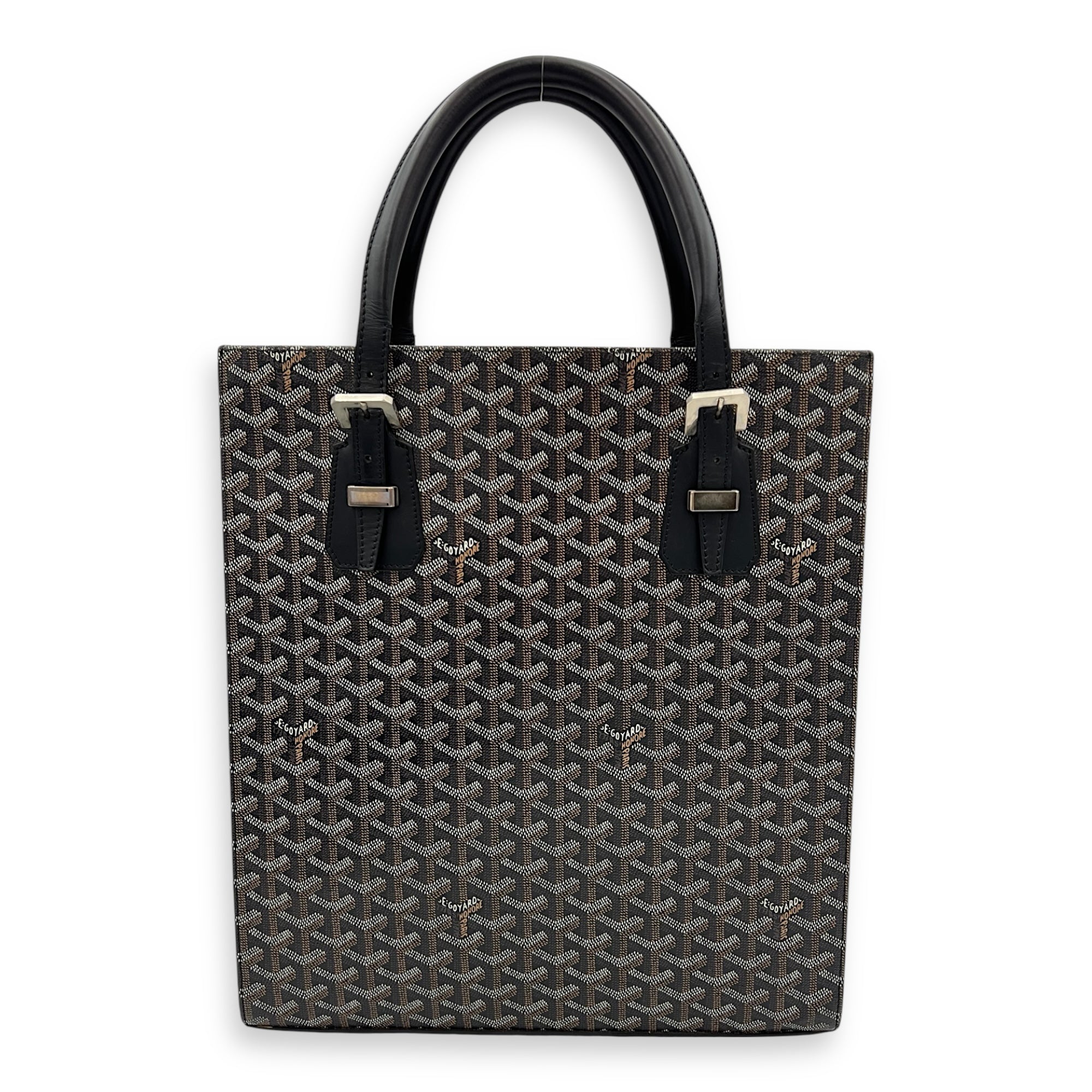 Goyard Comores Tote Bag Black in Coated Canvas, Silver hardware_7