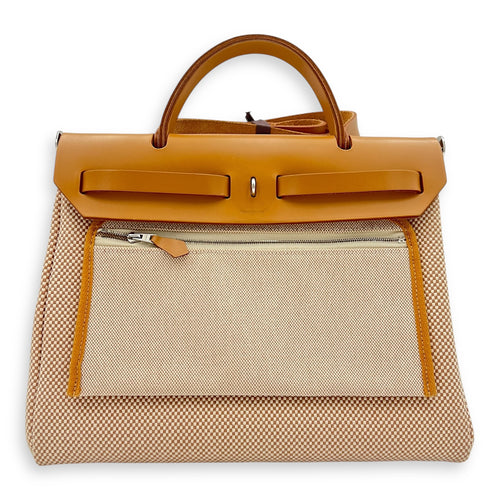 Hermès Herbag 31 Vache Hunter Natural / Sable / Écru Shoulder Bag in Canvas, Palladium hardware_8