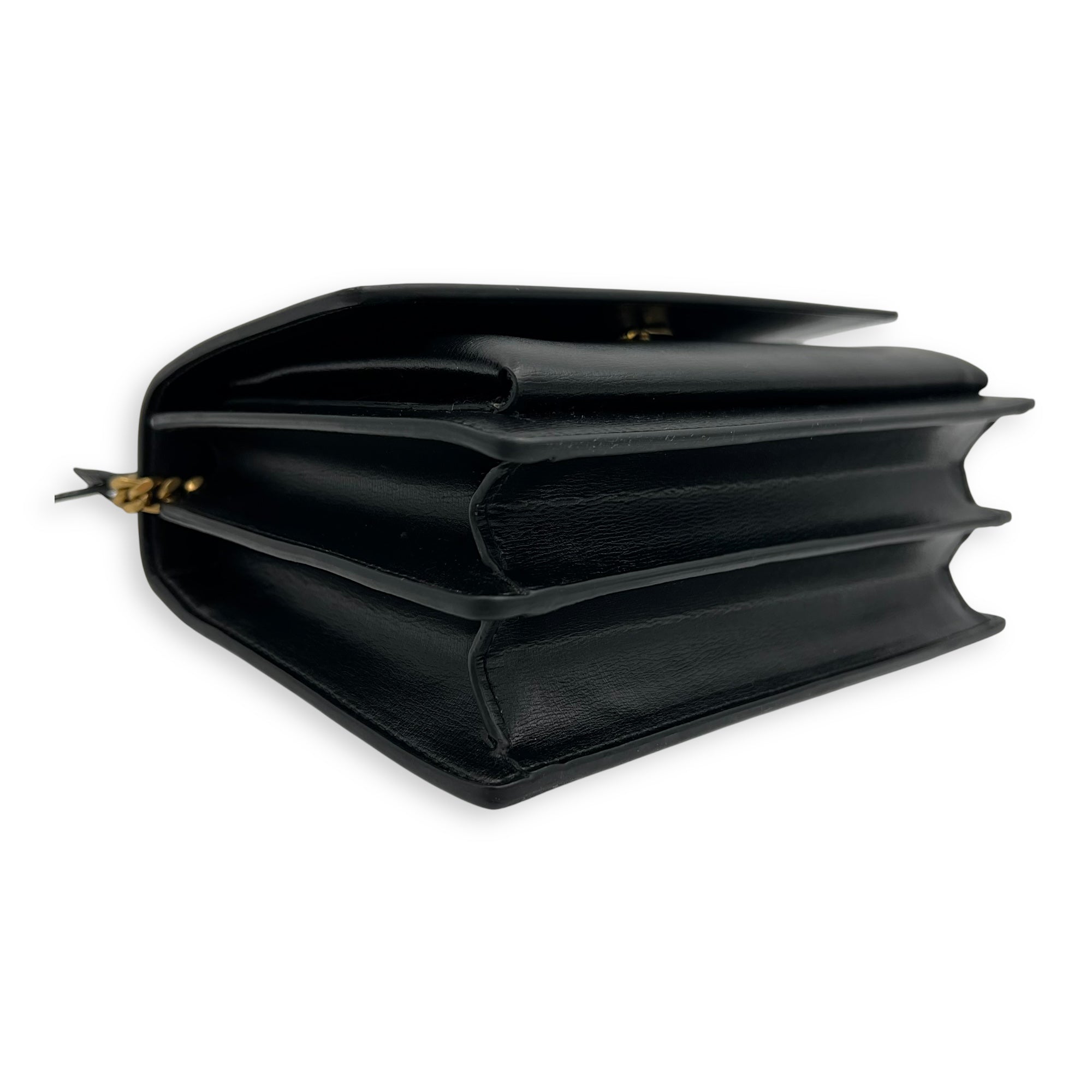 Saint Laurent Sunset Shoulder Bag Black in Calfskin, Gold hardware_8