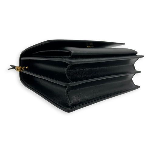 Saint Laurent Sunset Shoulder Bag Black in Calfskin, Gold hardware_8