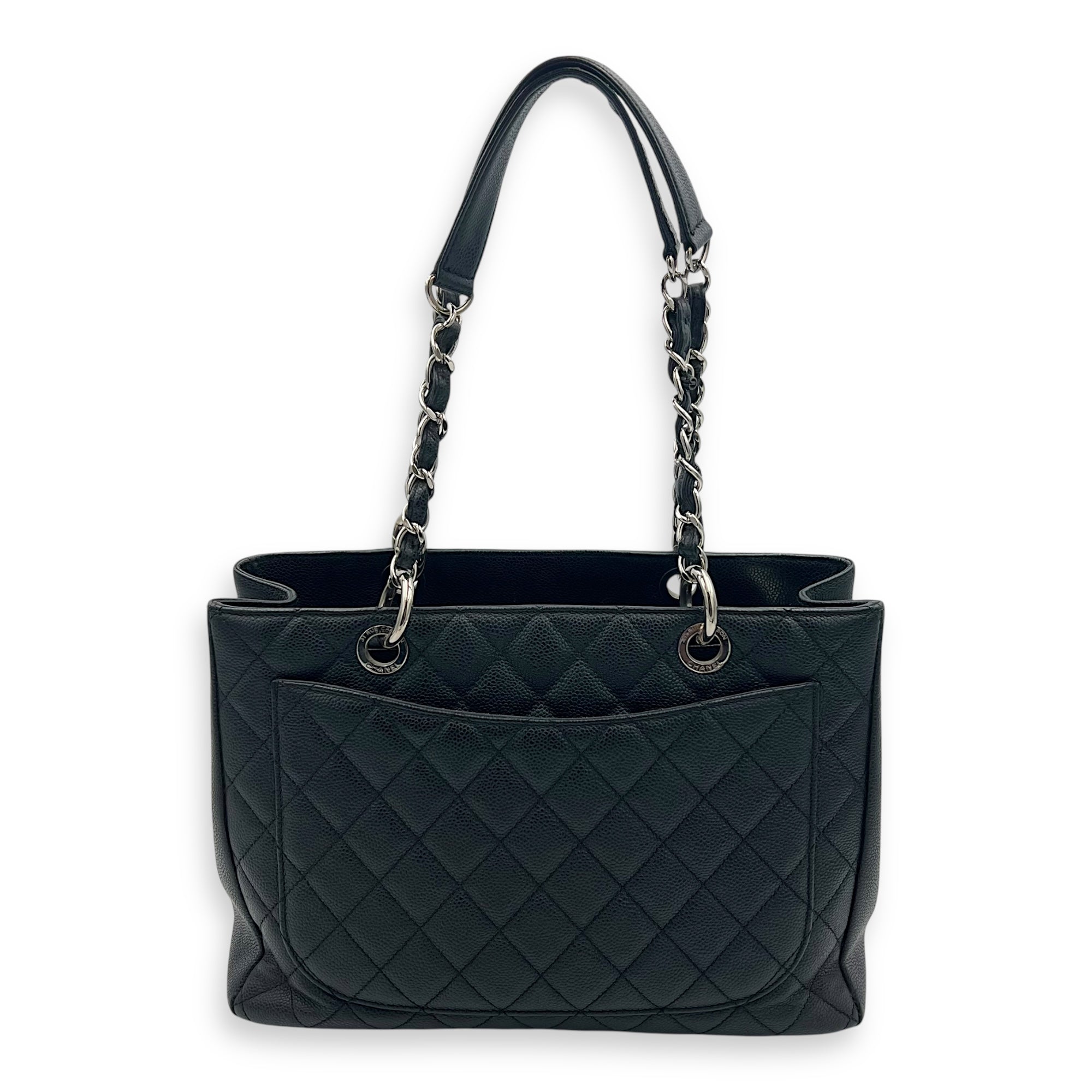 Chanel GST Shoulder Bag Black in Caviar Leather, Silver hardware_2