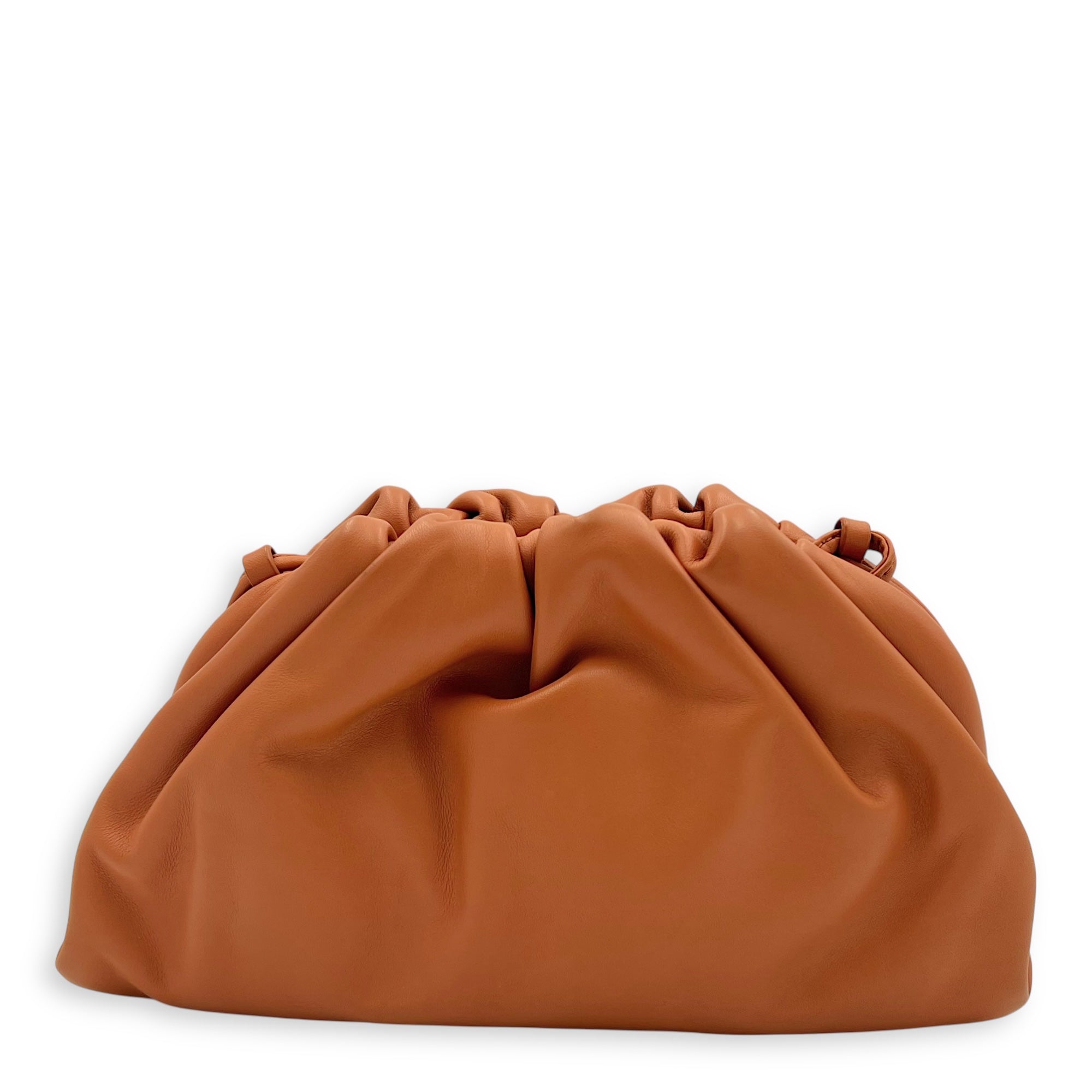 Bottega Veneta The Pouch Crossbody Bag Brown in Lambskin, Gold hardware_2