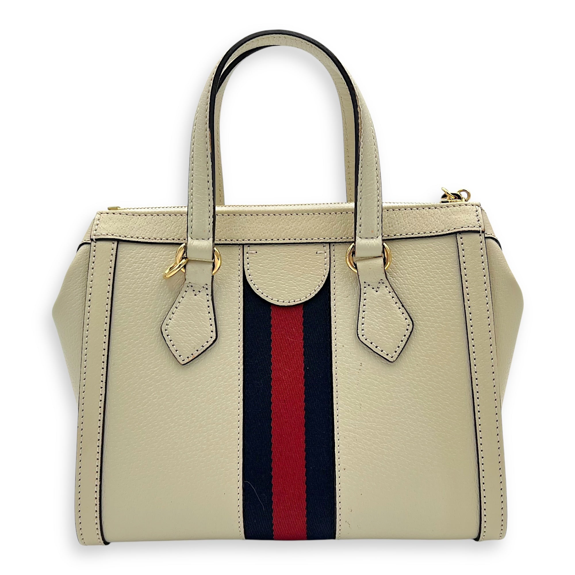 Gucci Ophidia Top Handle Bag White in Calfskin, Gold hardware_2