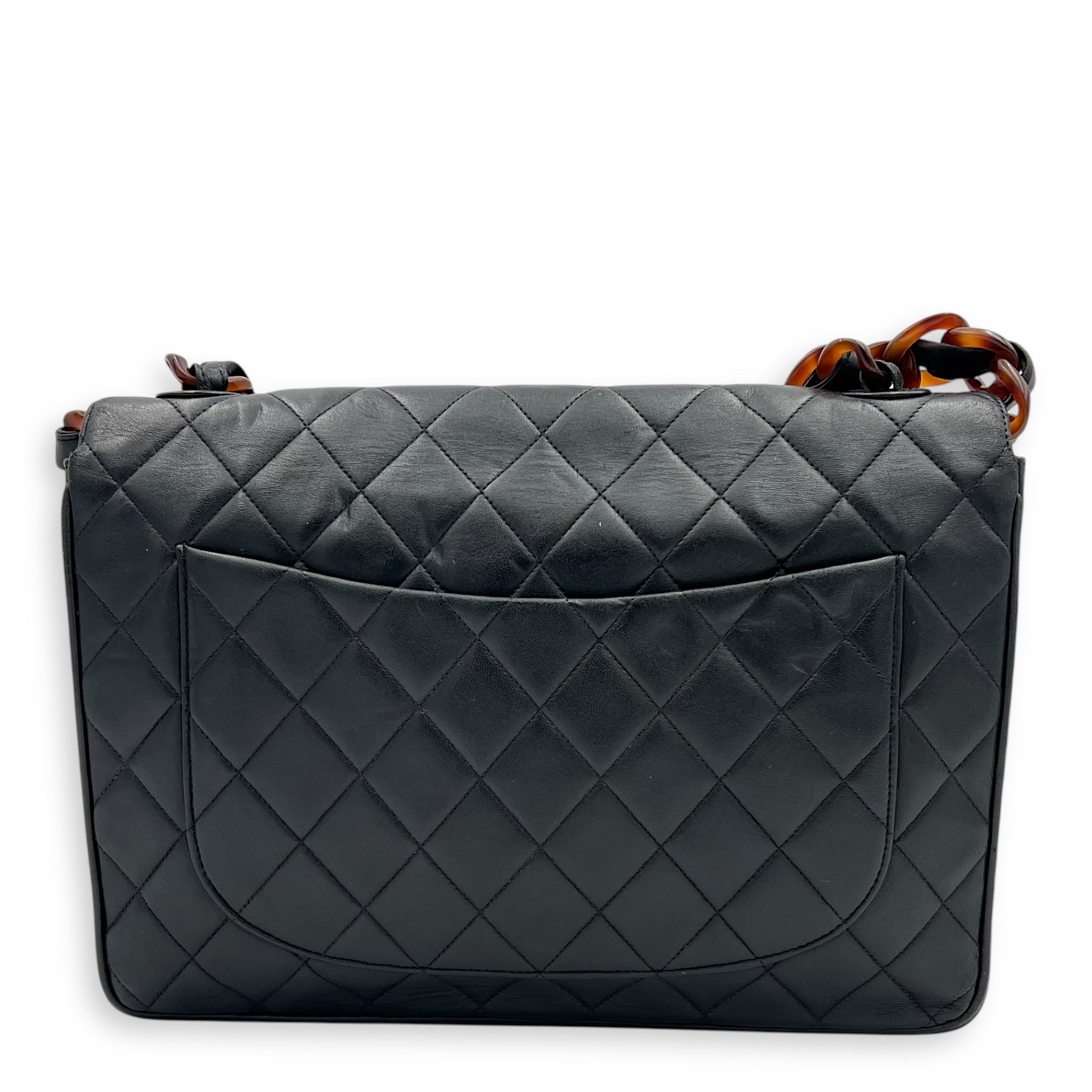 Chanel CC Quilted Tortoise Shell Shoulder Bag Black in Lambskin, tortoise shell hardware_2