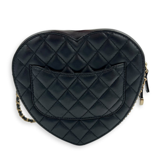 Chanel Heart  Crossbody Bag Black in Lambskin, Gold hardware_2