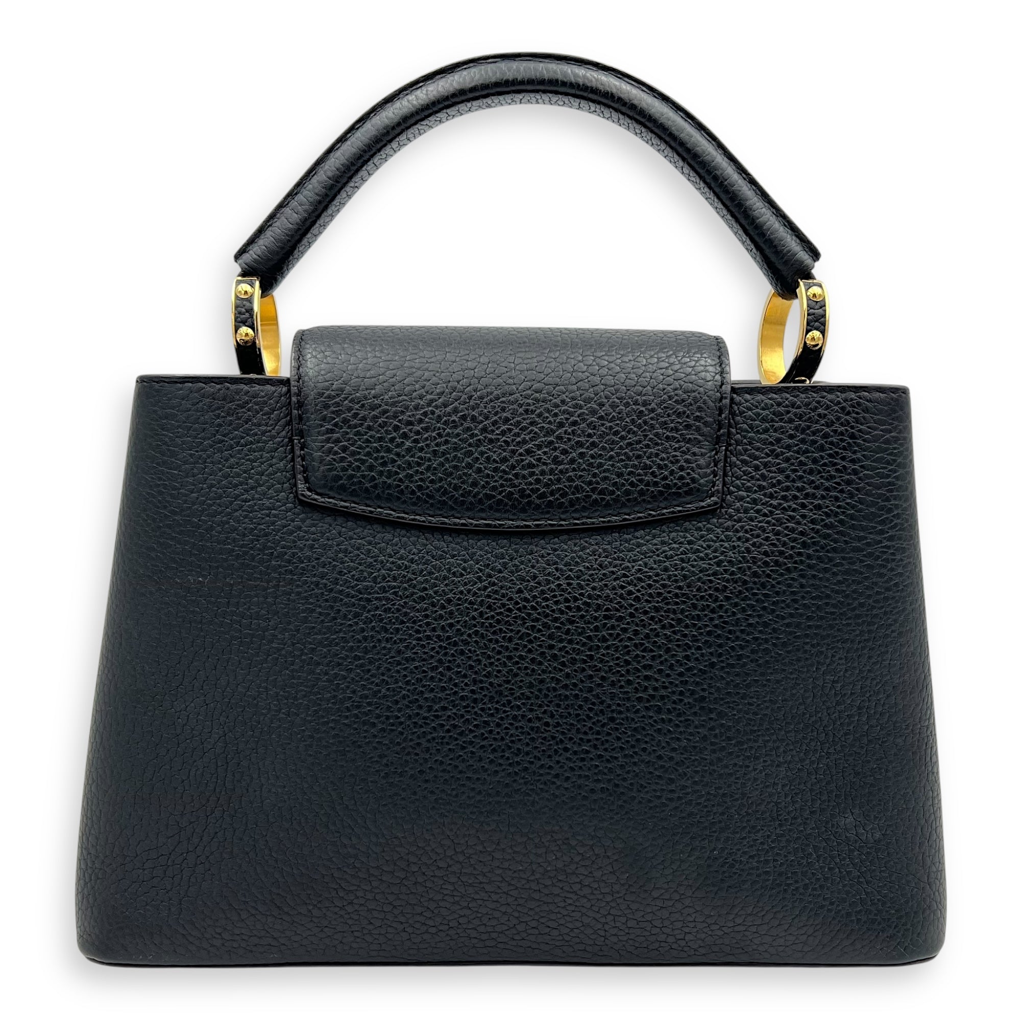 Louis Vuitton Capucines Top Handle Bag Black in Calfskin, Gold hardware_2