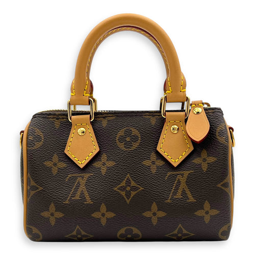 Louis Vuitton Speedy Top Handle Bag Nano Brown in Monogram Coated Canvas, Gold hardware_2