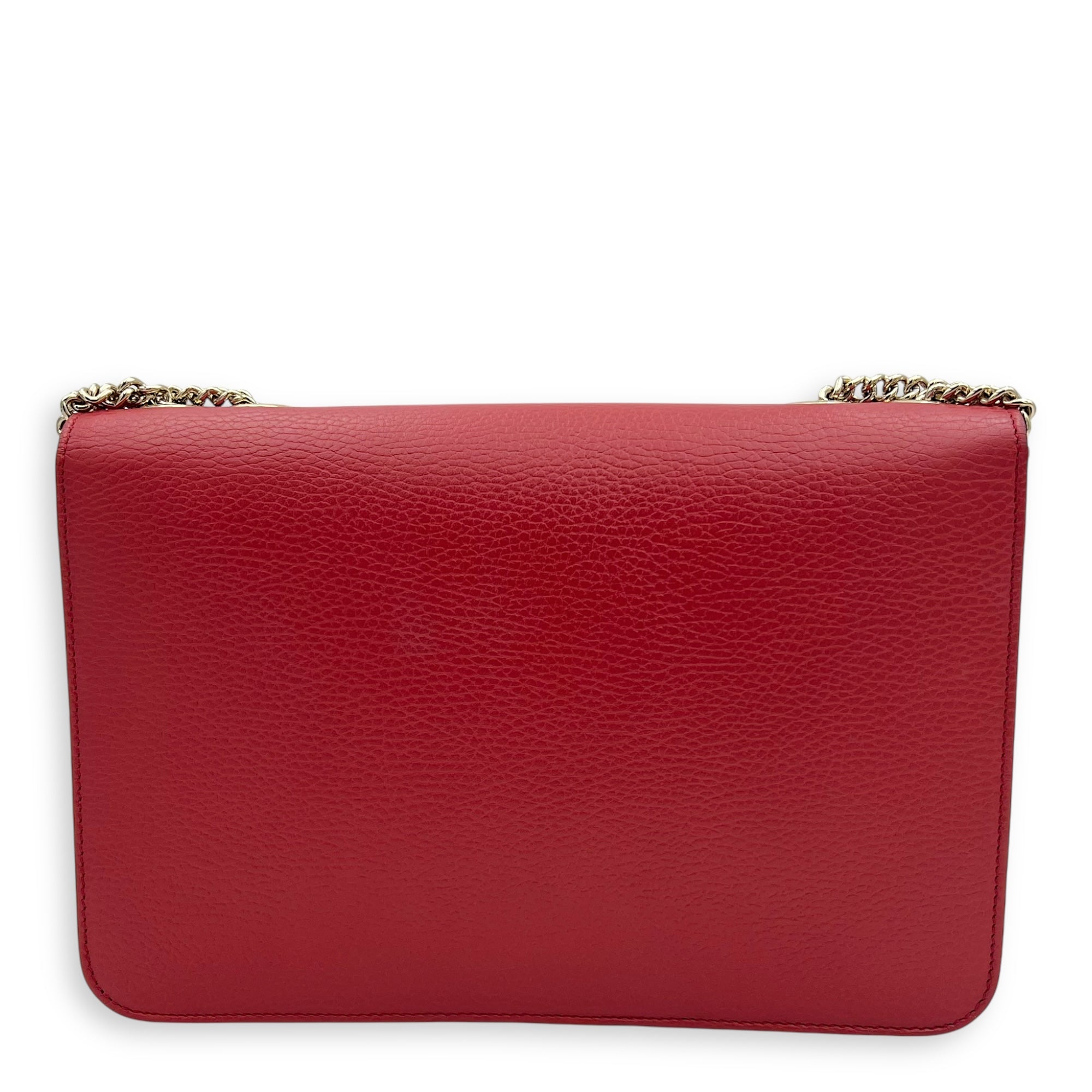 Gucci Interlocking G Shoulder Bag Red in Calfskin, Gold hardware_2