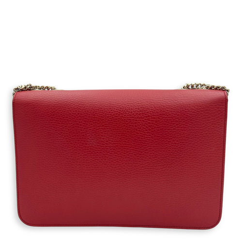 Gucci Interlocking G Shoulder Bag Red in Calfskin, Gold hardware_2