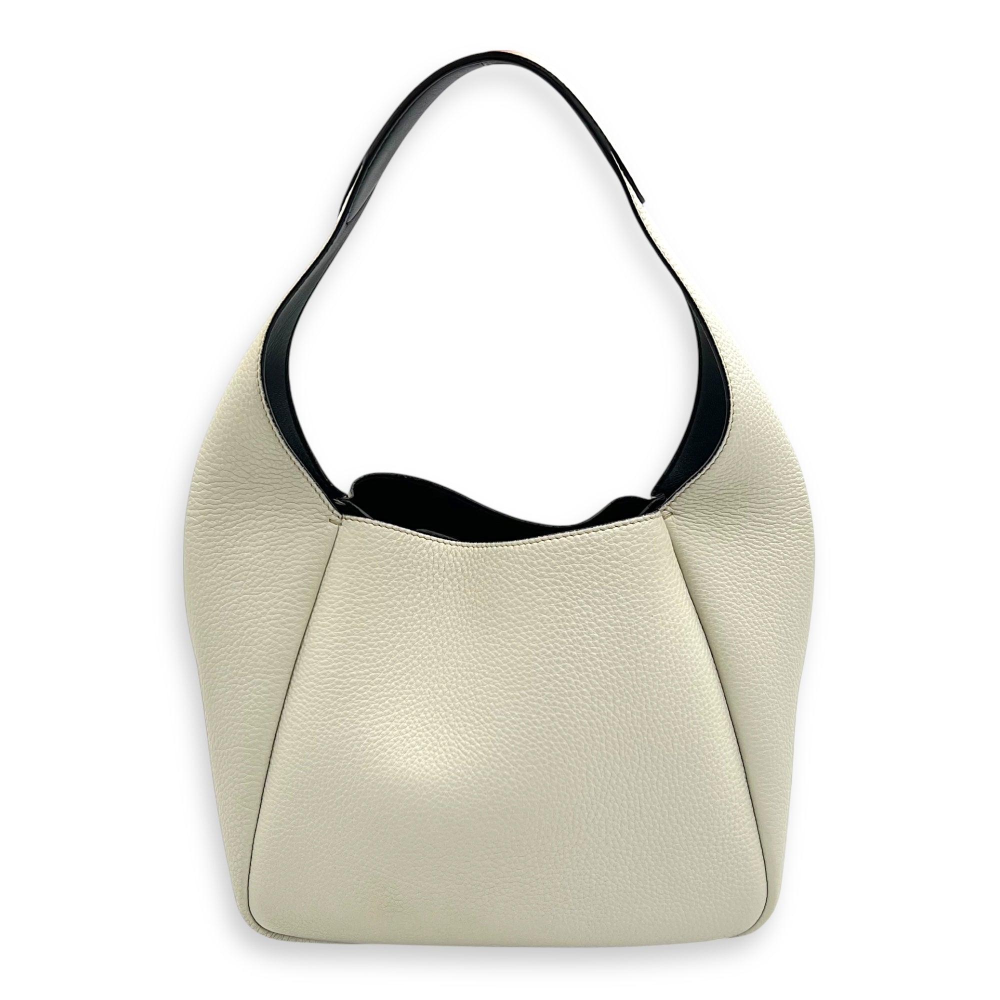 Prada Logo Tote Bag White in Soft Grained Calfskin, Silver hardware_2