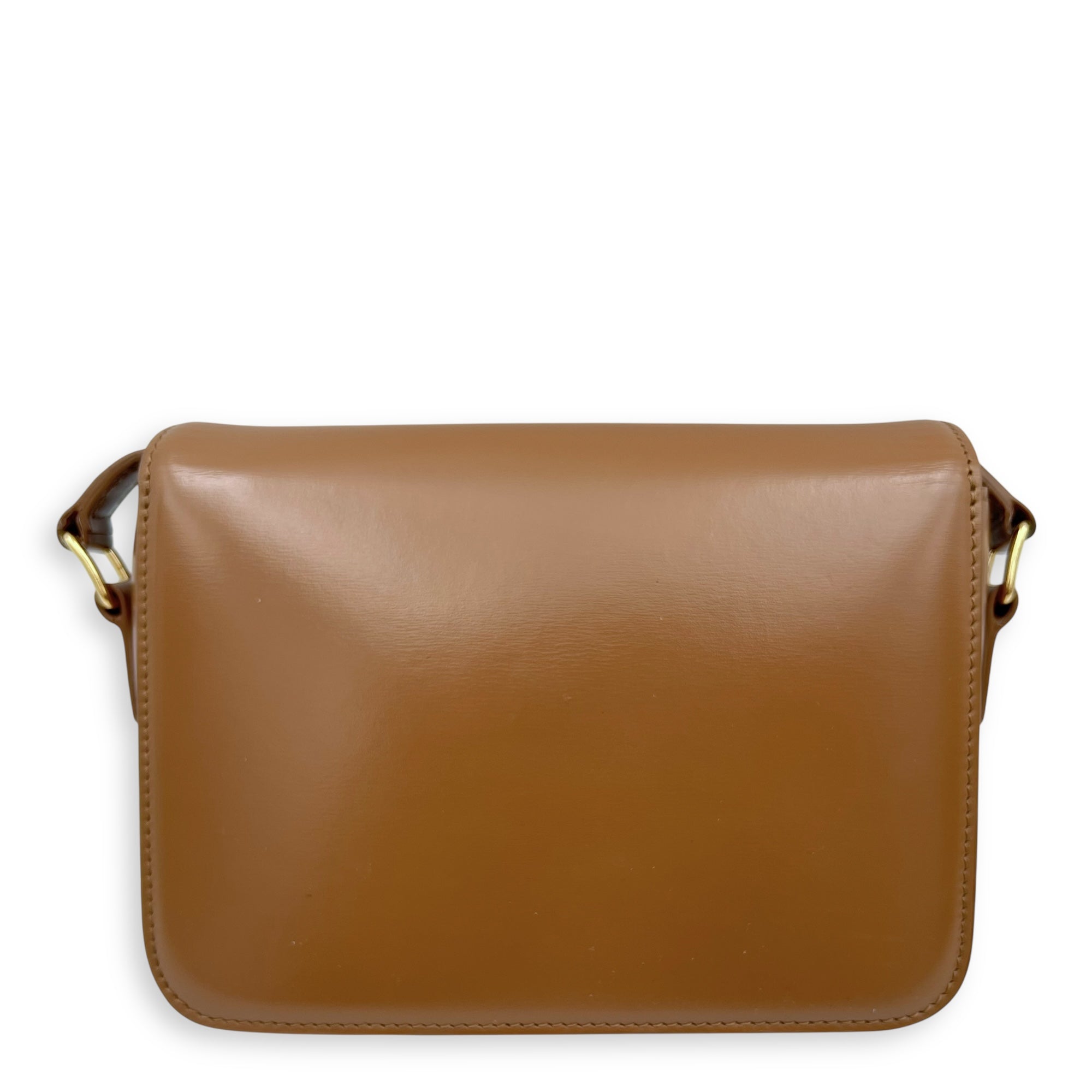Celine Triomphe Shoulder Bag Brown in Calfskin, Gold hardware_2