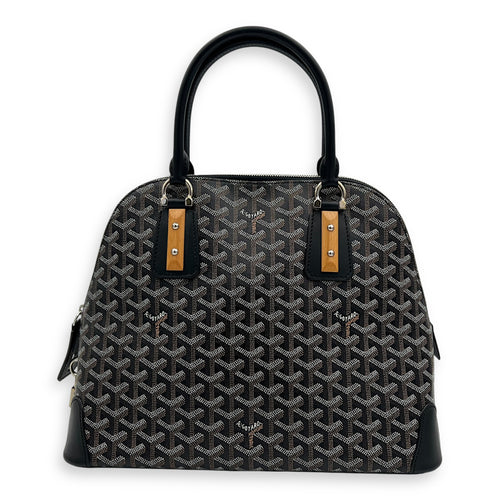 Goyard Vendome Top Handle Bag Black in Coated Canvas, Silver hardware_2