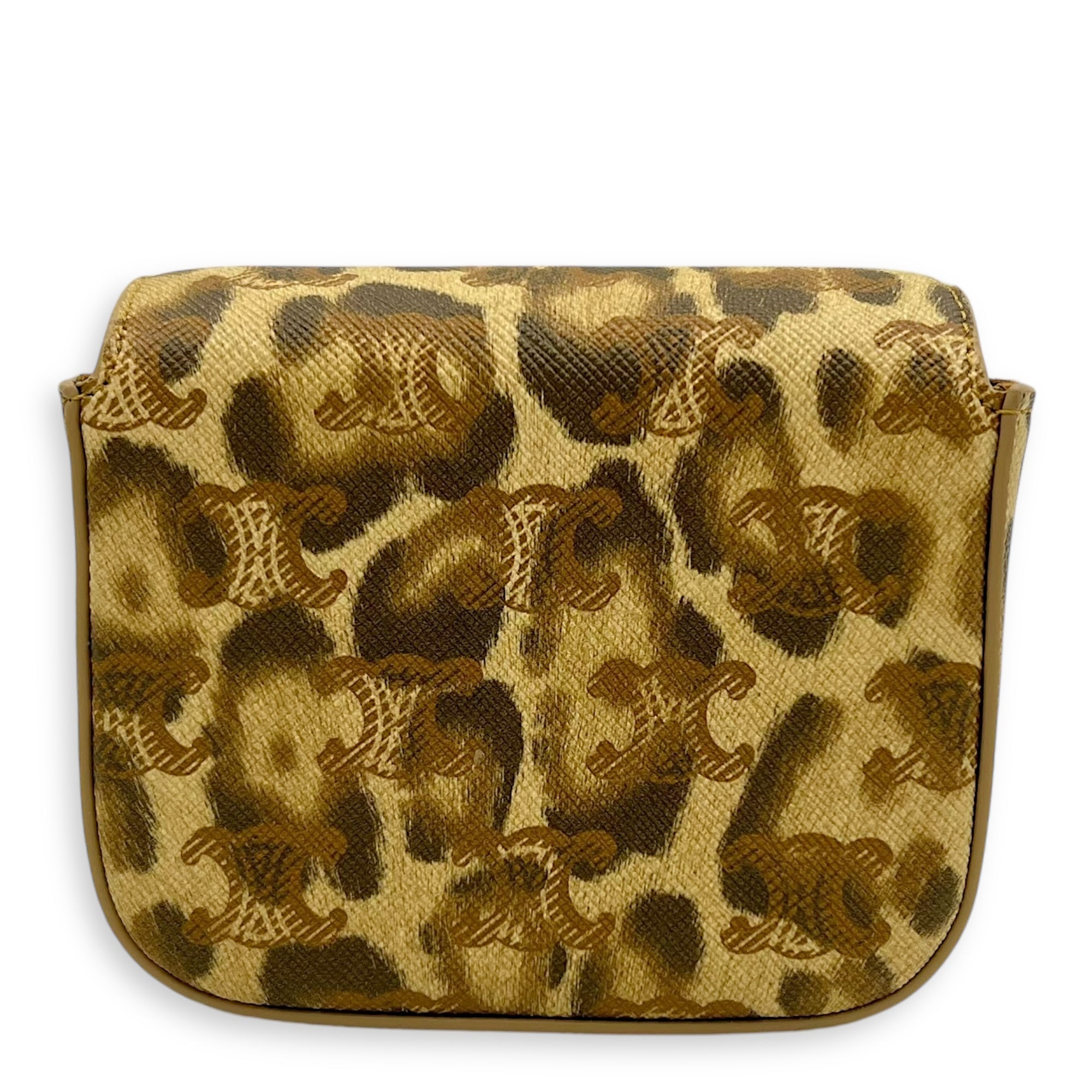 Celine Claude Mini Brown Crossbody Bag in Coated Canvas, Gold hardware_2