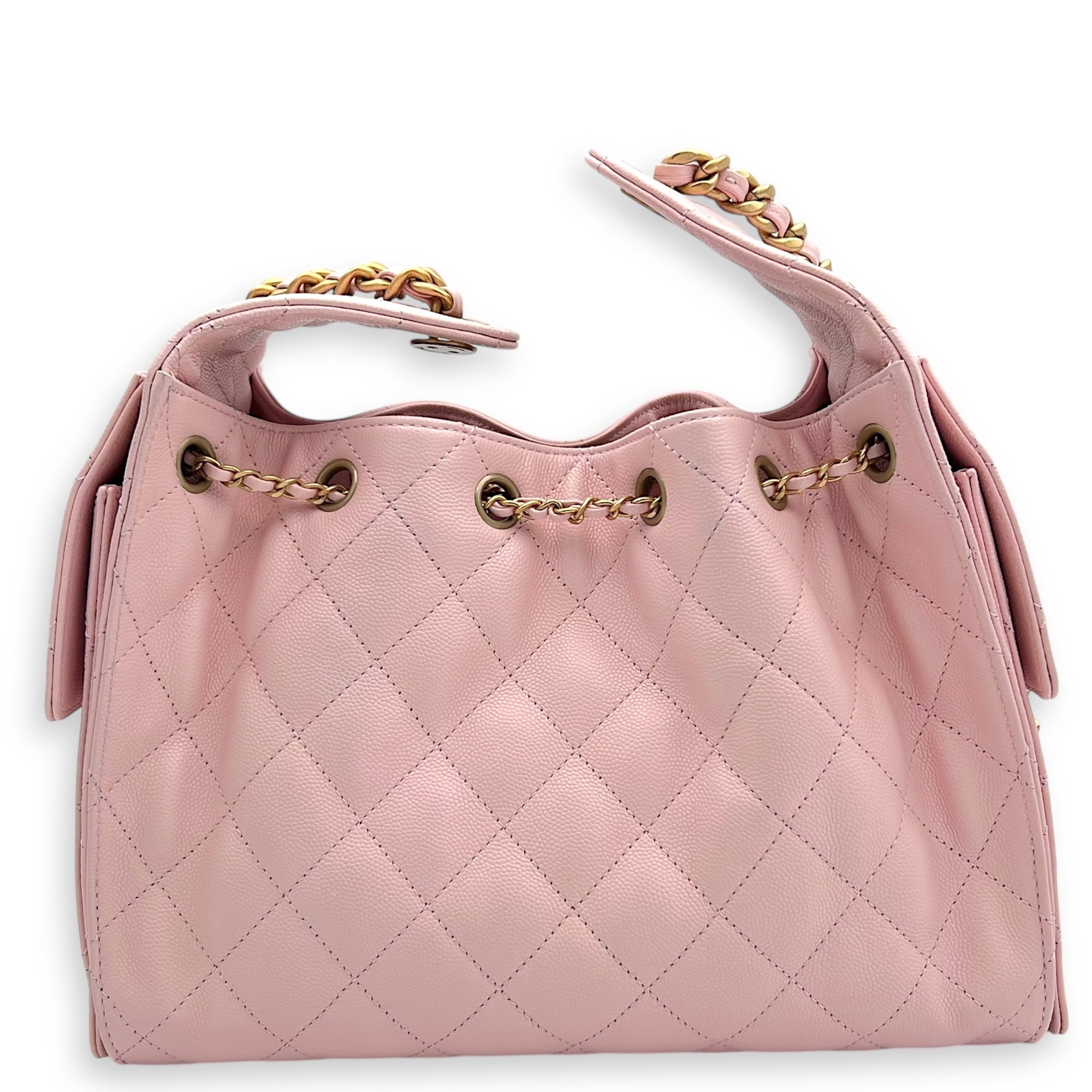 Chanel C25 Small Pink Shoulder Bag in Caviar Leather, Gold hardware_2