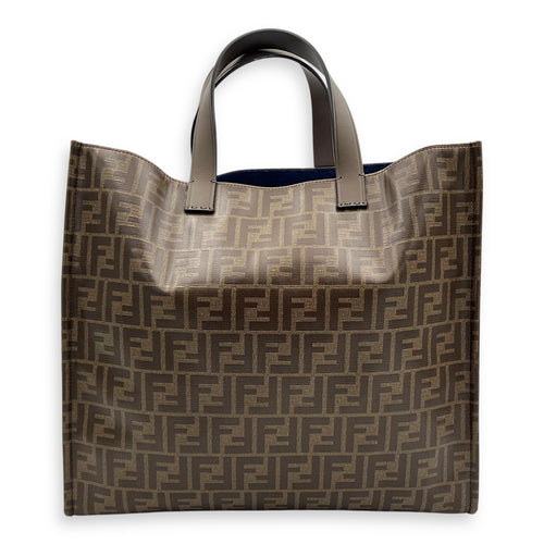 Fendi FF x Fila Tote Bag Brown in Coated Canvas, Gold hardware_2