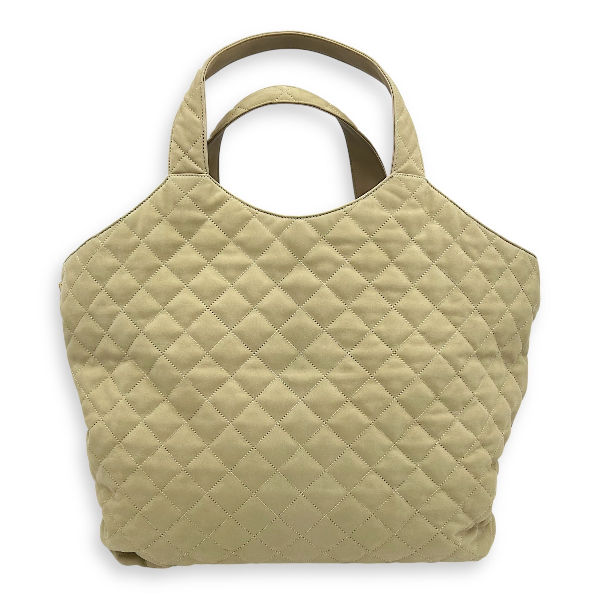 Saint Laurent ICare Tote Bag Beige in Nubuck suede, Gold hardware_2