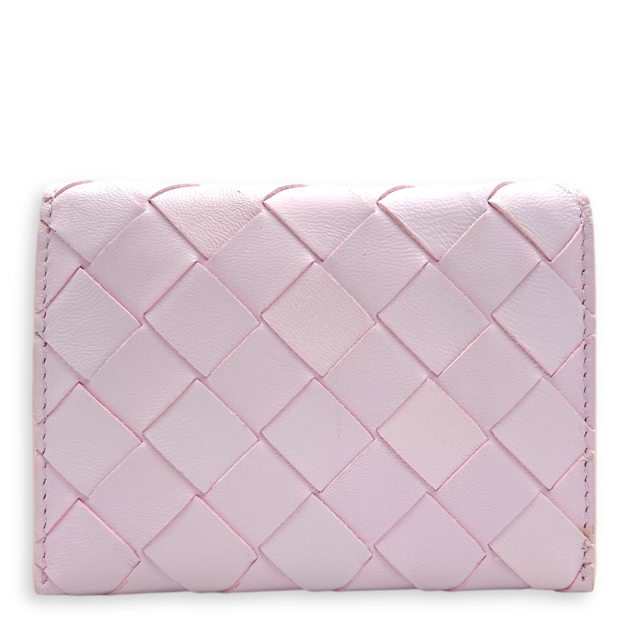Bottega Veneta Intrecciato Pink Wallet in Lambskin, Gold hardware_2