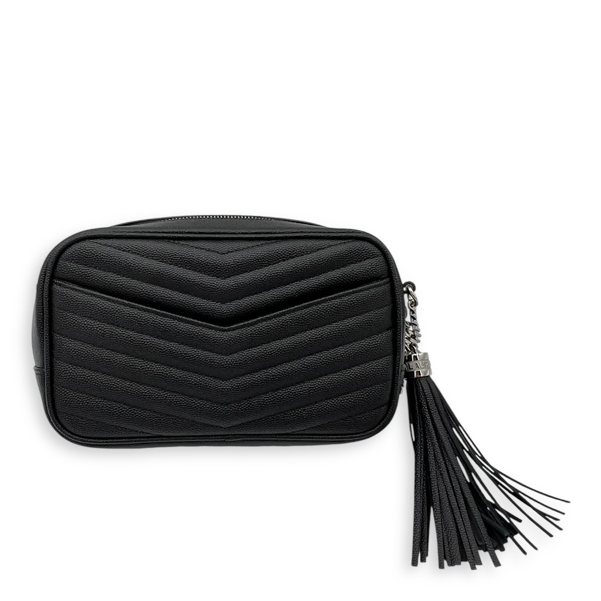 Saint Laurent Camera Crossbody Bag Black in Calfskin, Silver hardware_8
