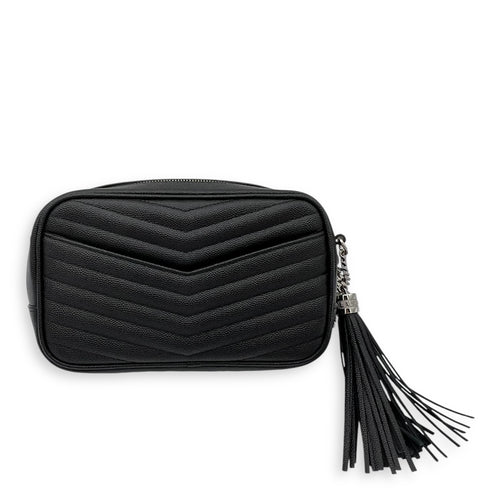 Saint Laurent Camera Crossbody Bag Black in Calfskin, Silver hardware_8