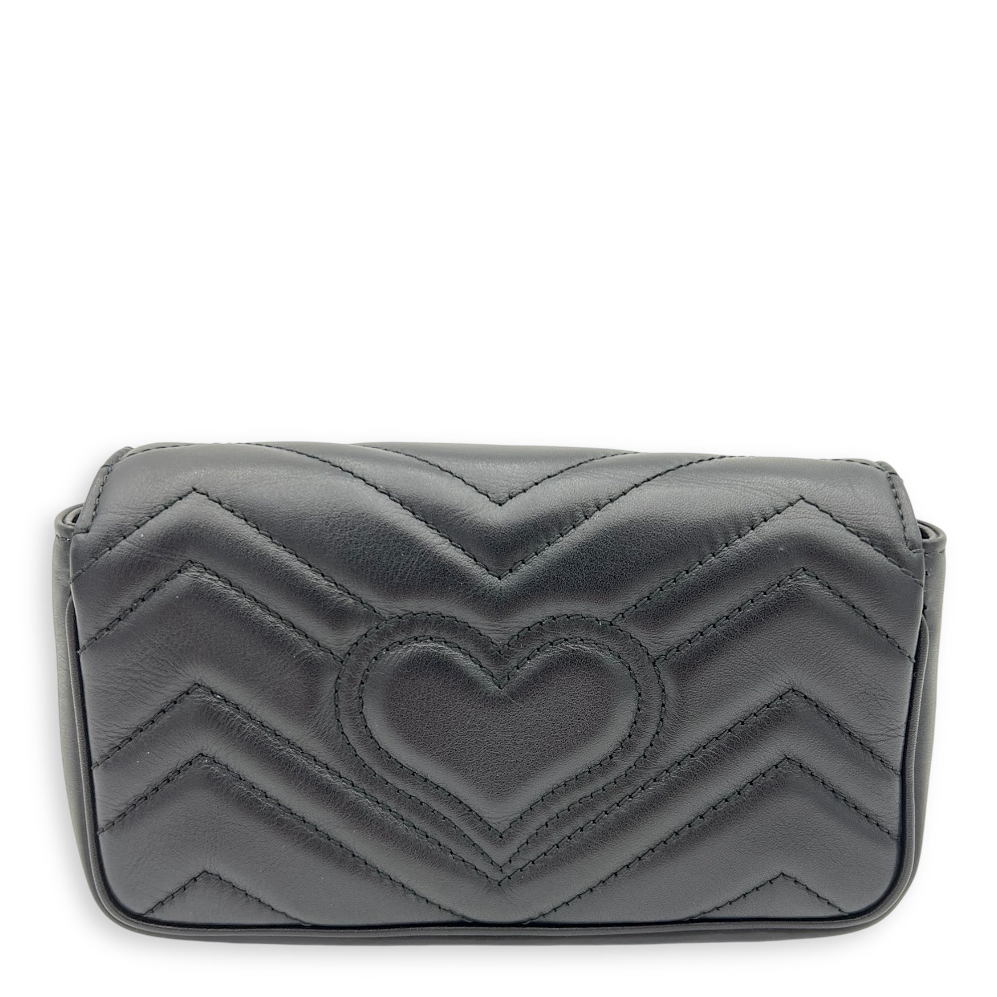 Gucci GG Marmont Crossbody Bag Black in Calfskin, Gold hardware_3