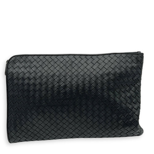Bottega Veneta Intrecciato Pouch Black in Lambskin, Silver hardware_2