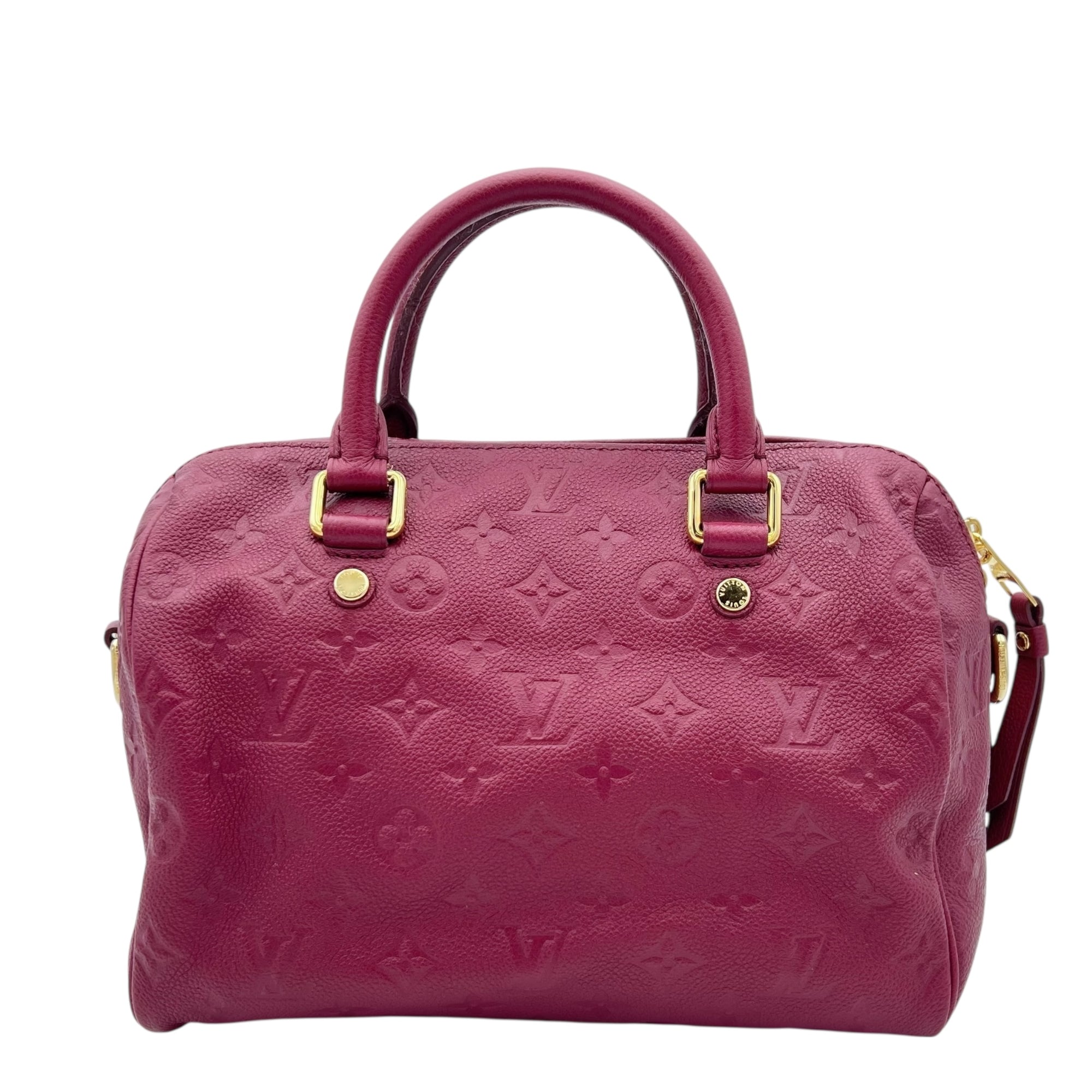 Louis Vuitton Speedy Bandouliere Top Handle Bag Red in Monogram Empreinte Leather, Gold hardware_2