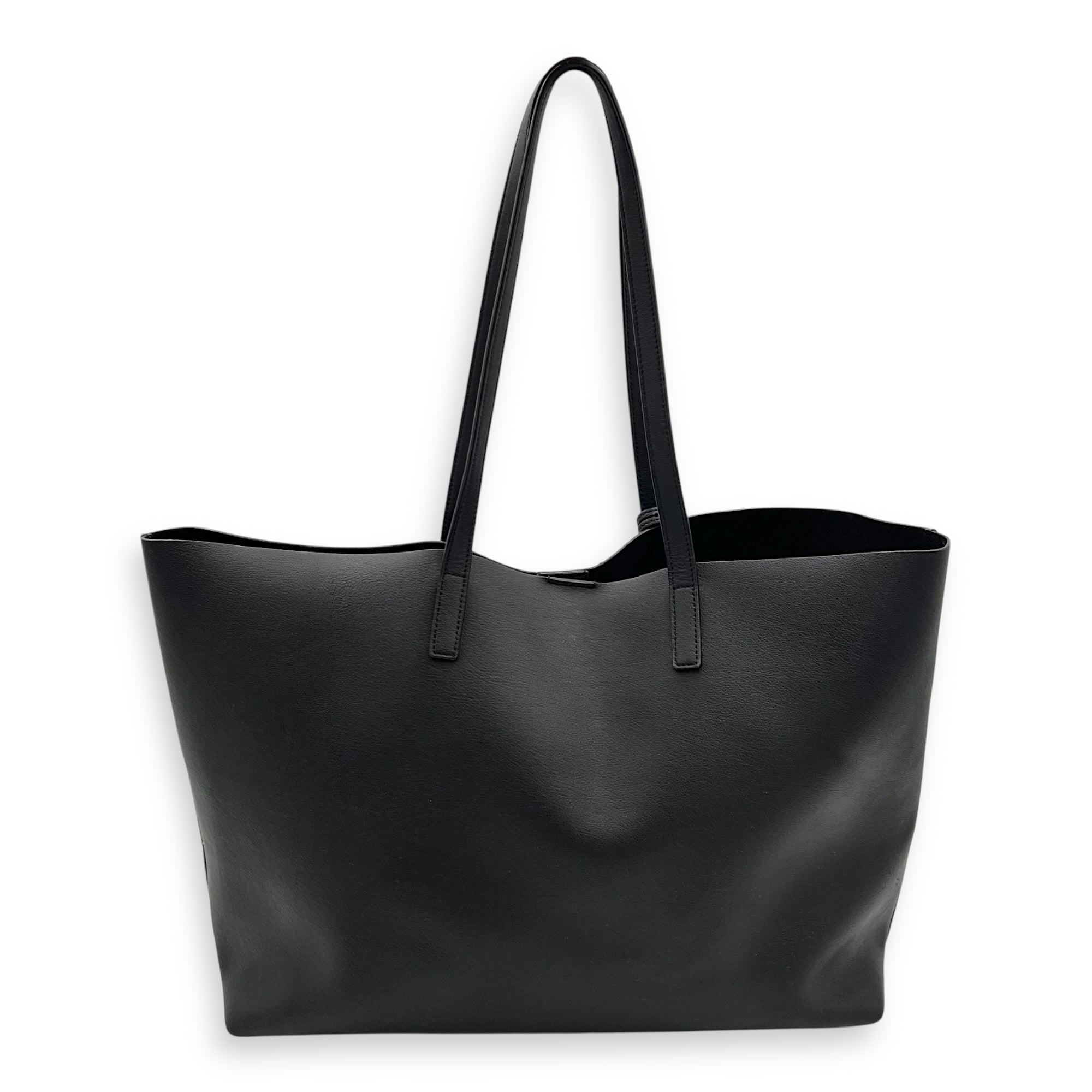 Saint Laurent Logo Tote Bag Black in Calfskin, Gold hardware_2
