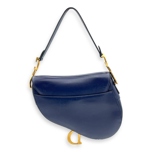 Dior Saddle Shoulder Bag Blue in Calfskin, Gold hardware_2