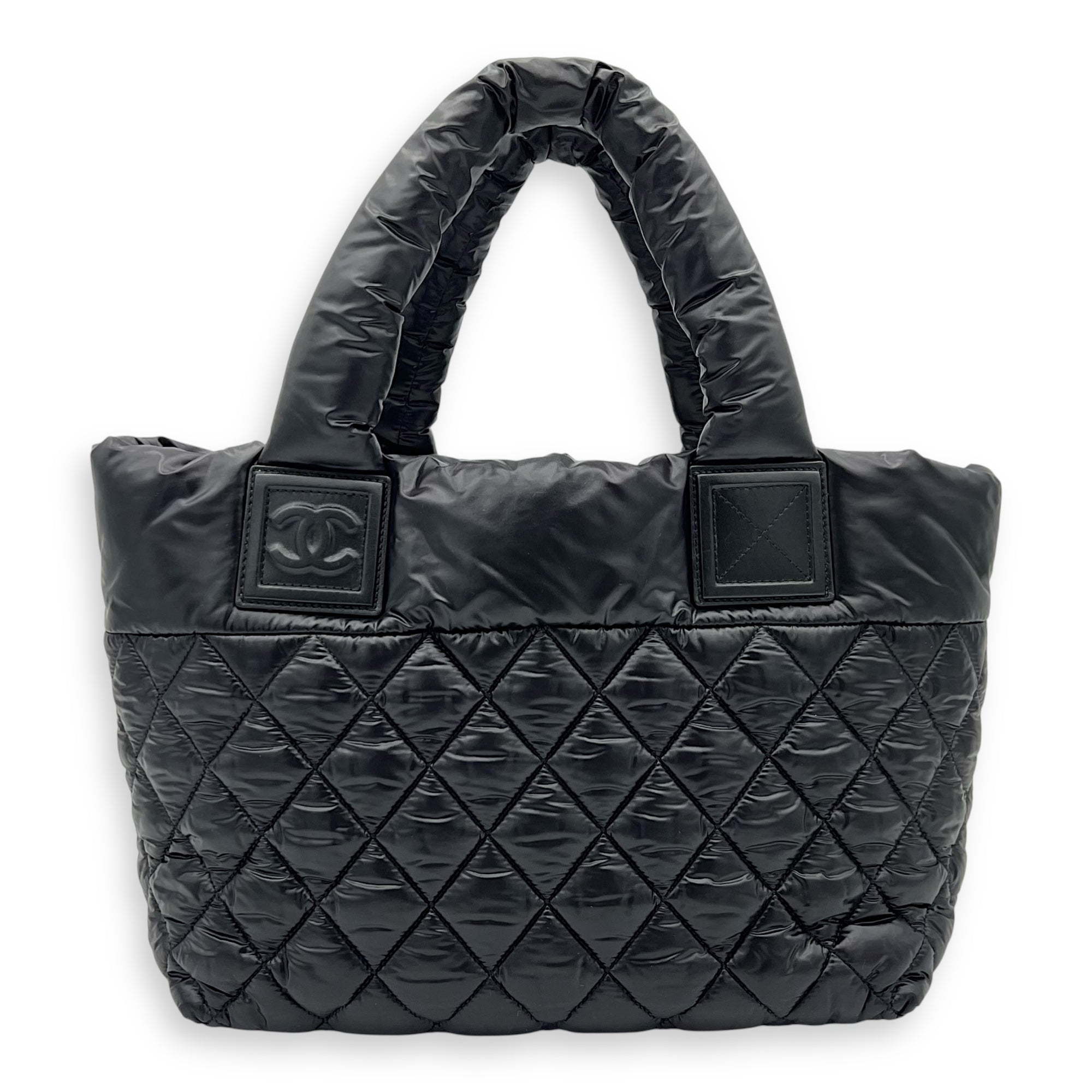 Chanel Coco Cocoon Tote Bag Black in Nylon, Silver hardware_2