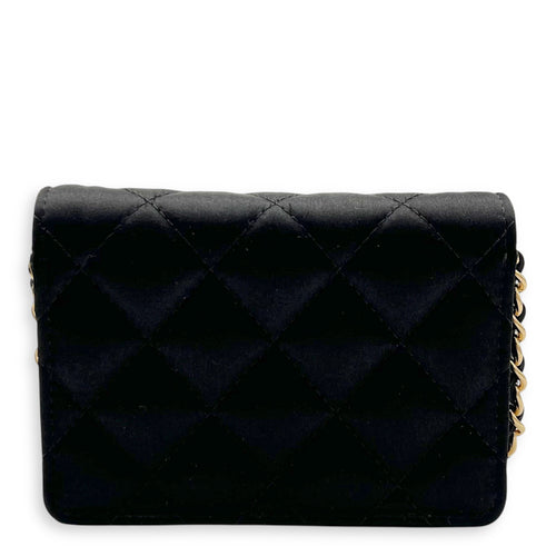 Chanel VIP Gift CC Wallet On Chain Black in Satin, Gold hardware_2