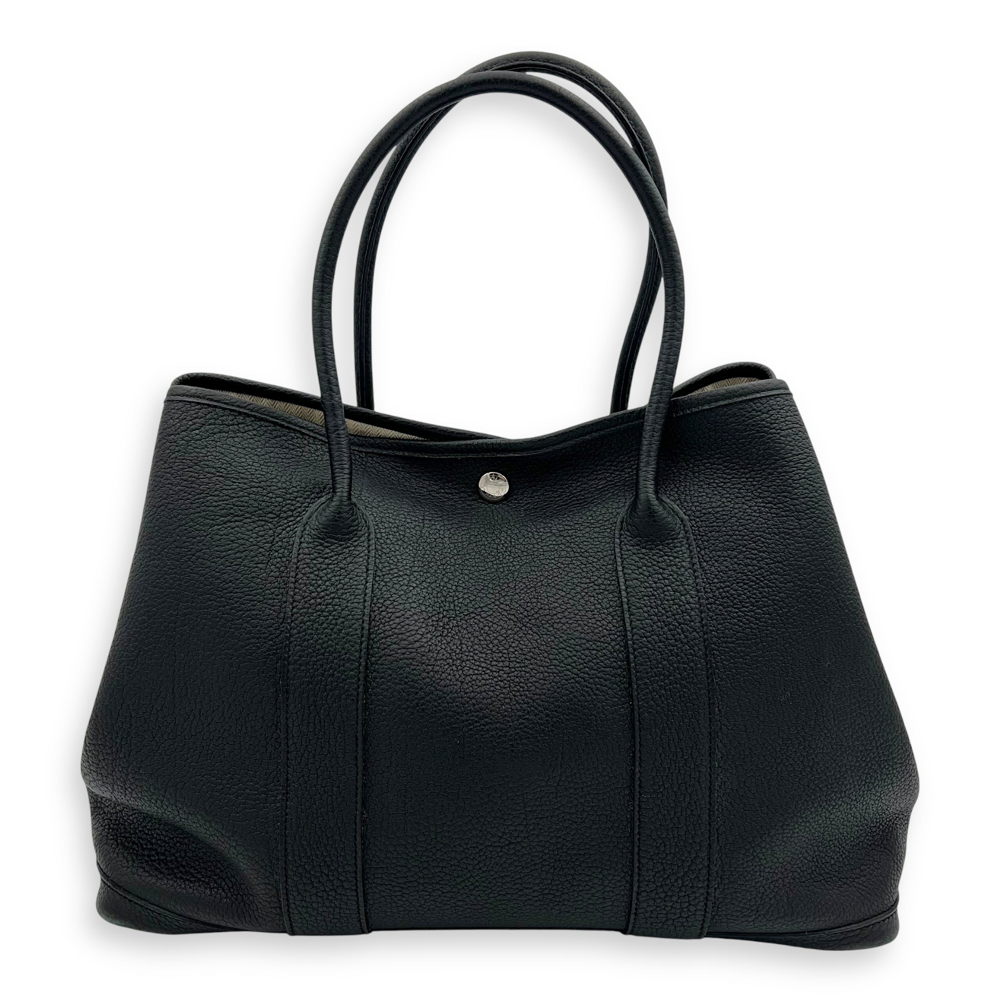 Hermès Garden Party 36 Black Top Handle Bag in Clemence, Silver hardware_2