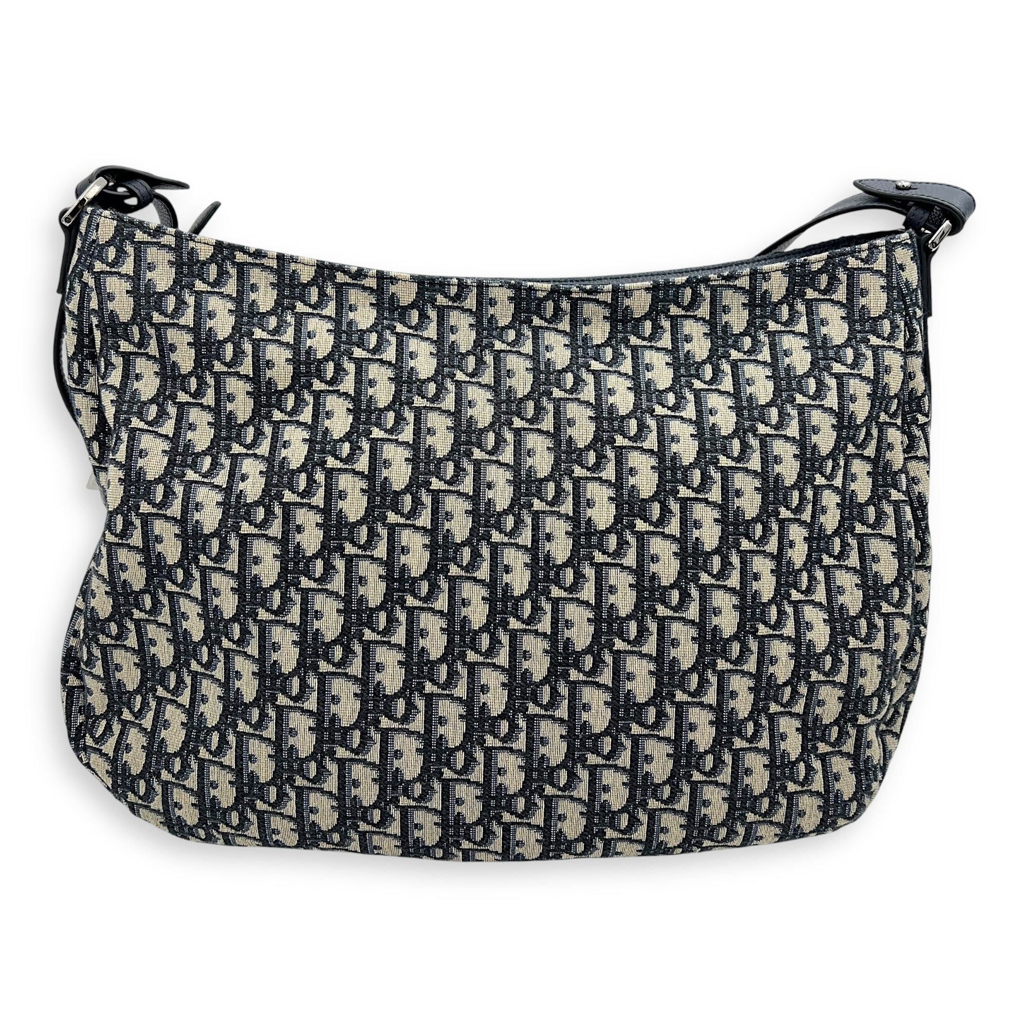 Dior Soft Saddle Hobo Blue Shoulder Bag in Jacquard, Silver hardware_2