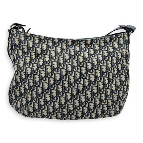 Dior Soft Saddle Hobo Blue Shoulder Bag in Jacquard, Silver hardware_2