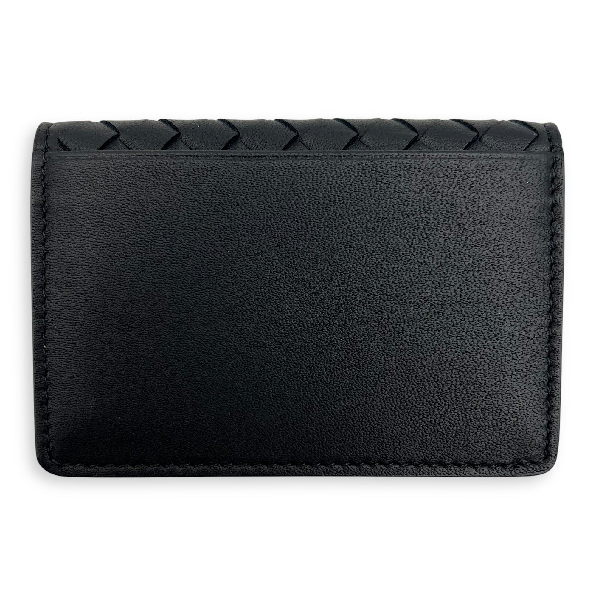 Bottega Veneta Intrecciato Black Card Holder in Calfskin_2