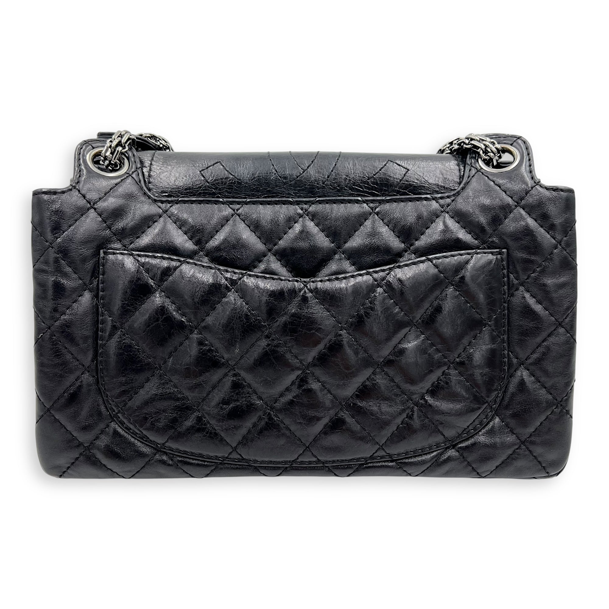Chanel Double Vintage 2.55 Black Shoulder Bag in Calfskin, Ruthenium hardware_2
