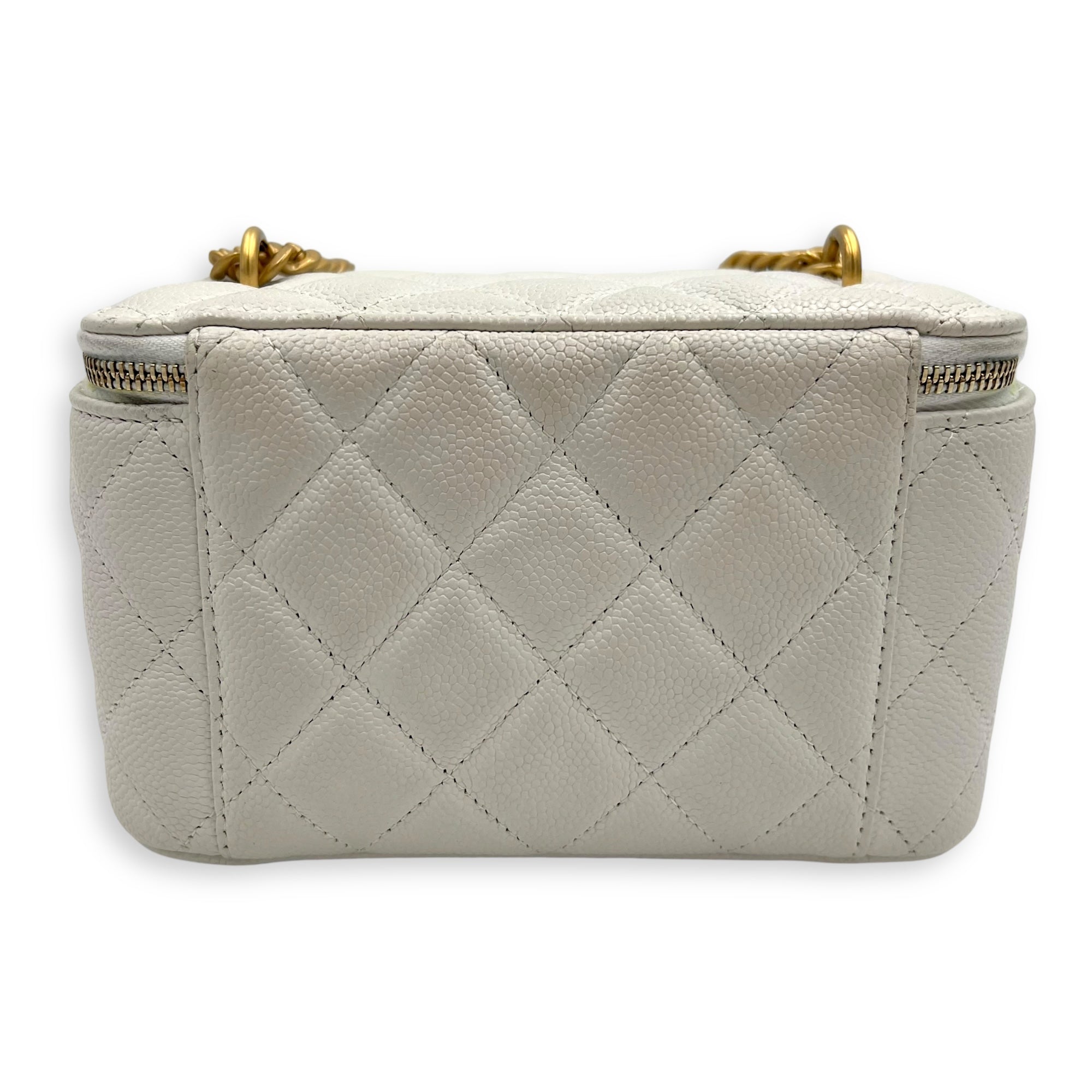 Chanel Pearl Crush White Vanity Bag in Caviar Leather, Gold hardware_2