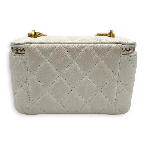 Chanel Pearl Crush White Vanity Bag in Caviar Leather, Gold hardware_2