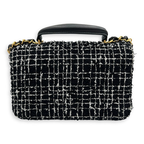 Chanel CC Black Top Handle Bag in Tweed, Gold hardware_2