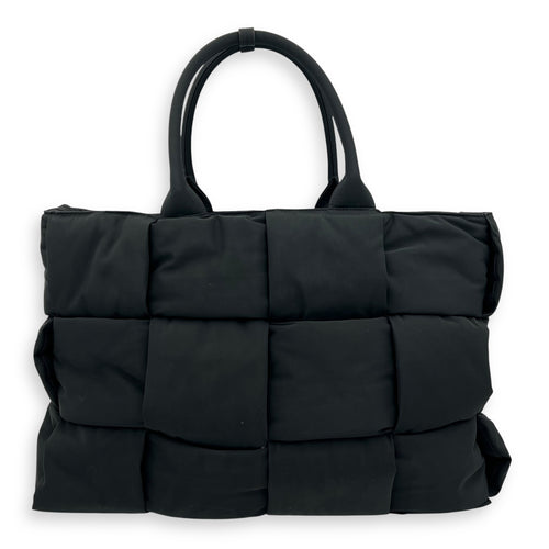 Bottega Veneta Arco Black Tote Bag in Nylon, Gold hardware_2
