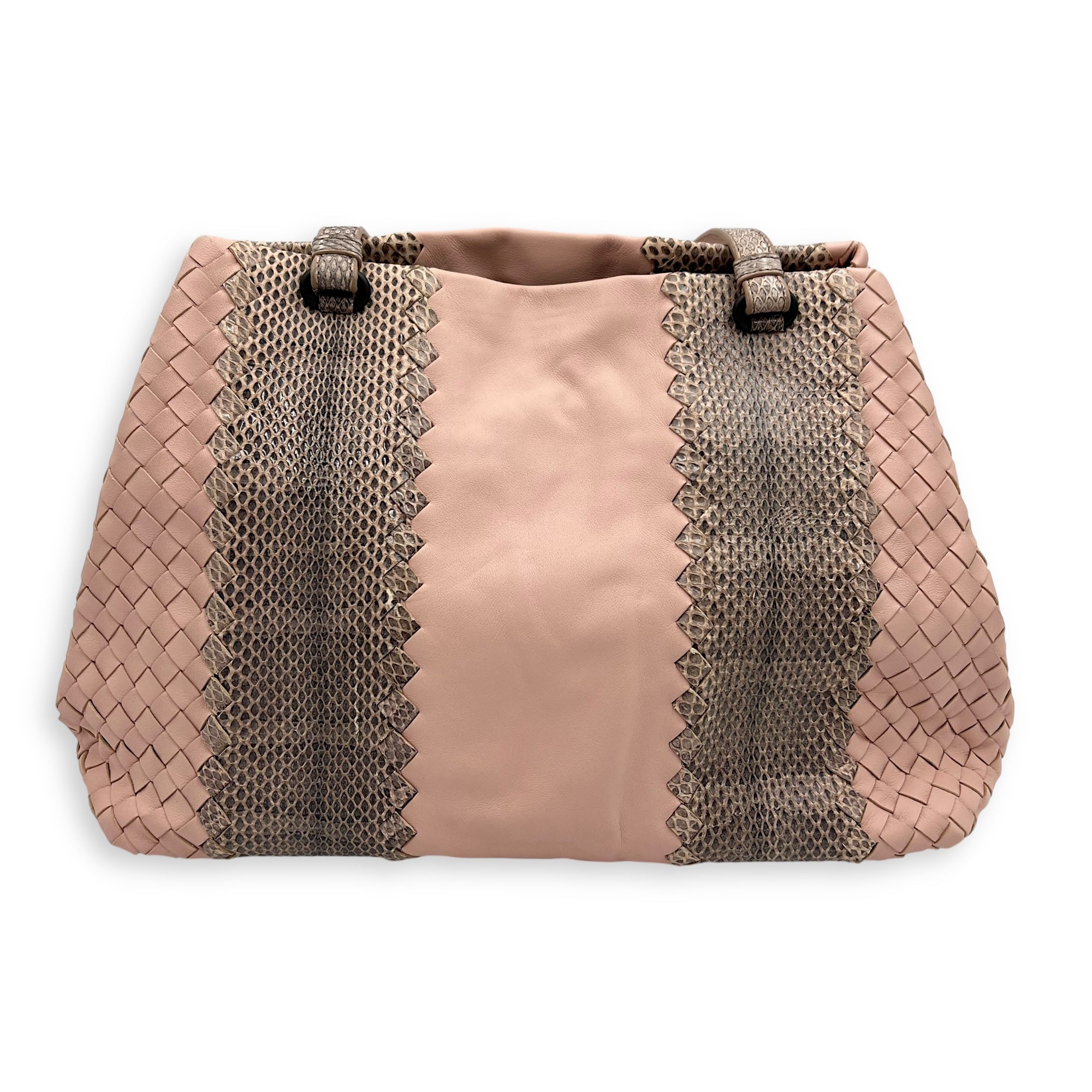 Bottega Veneta Intrecciato Top Handle Bag Pink in Lambskin, Gunmetal hardware_2