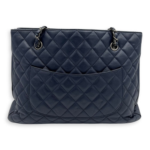 Chanel CC Tote Bag Blue in Caviar Leather, Ruthenium hardware_2