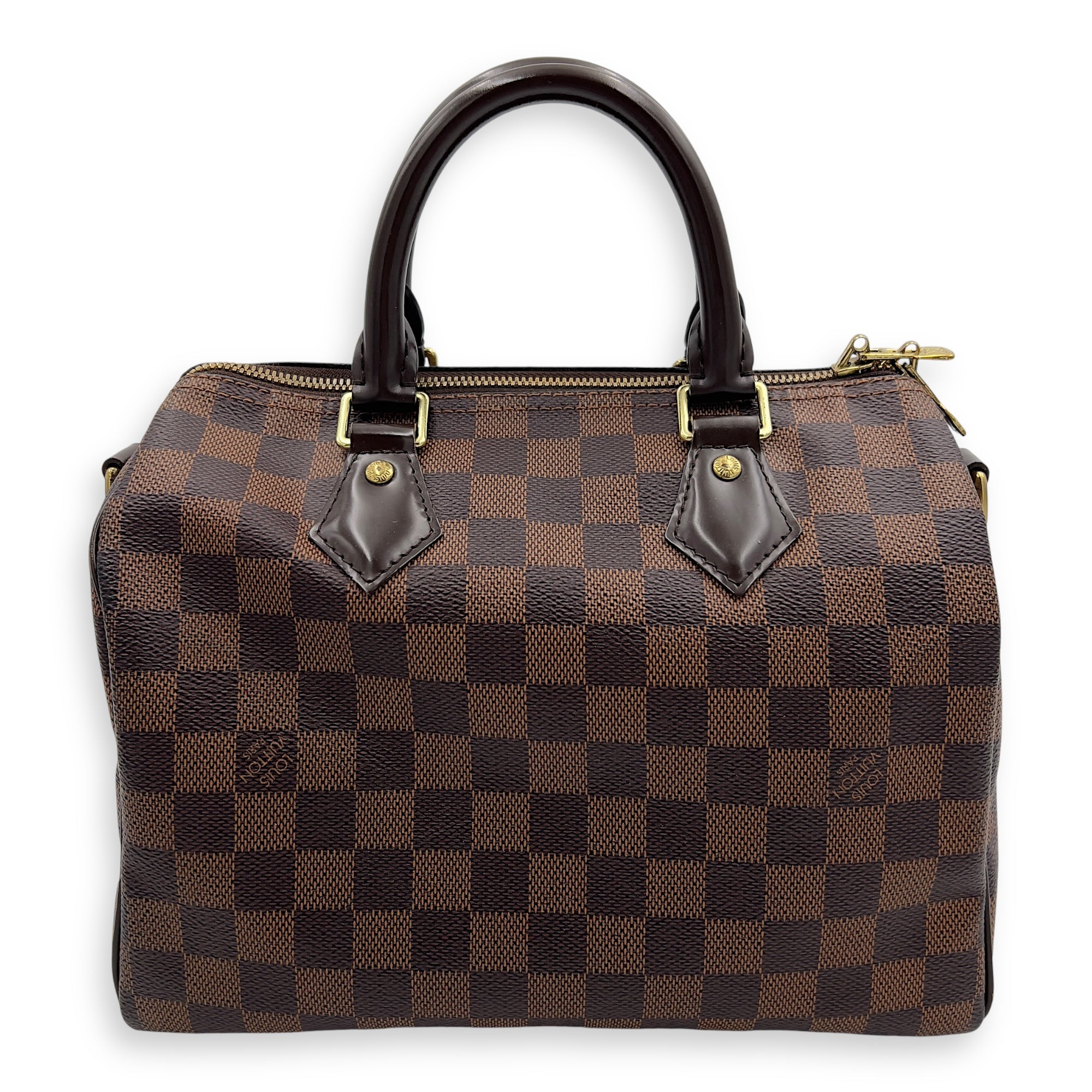 Louis Vuitton Speedy Bandouliere Top Handle Bag Brown in Coated Canvas, Gold hardware_2