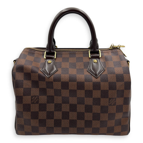 Louis Vuitton Speedy Bandouliere Top Handle Bag Brown in Coated Canvas, Gold hardware_2