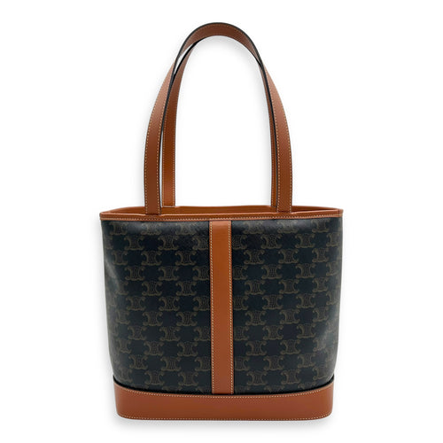 Celine Triomphe Tote Bag Brown in Coated Canvas, Gold hardware_2