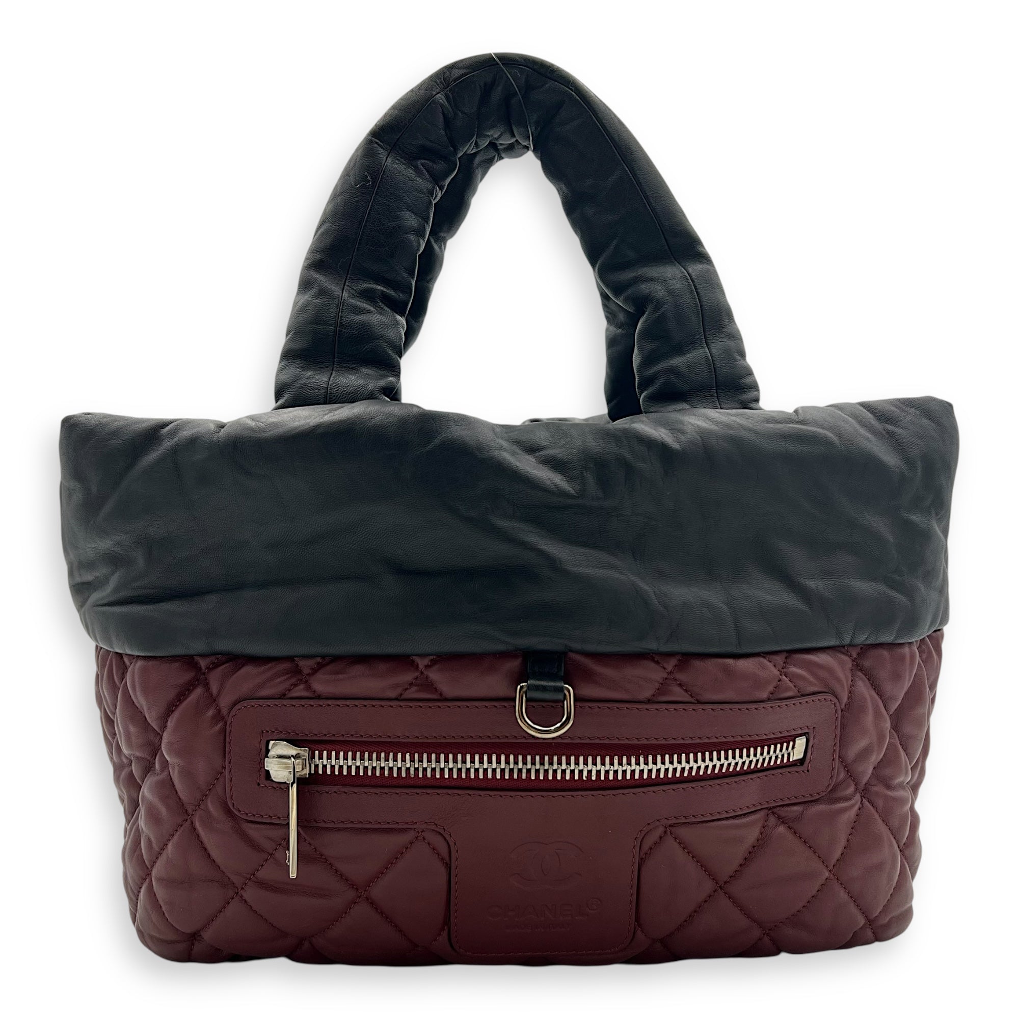Chanel Reversible Cocoon Black Top Handle Bag in Calfskin, Silver hardware_2