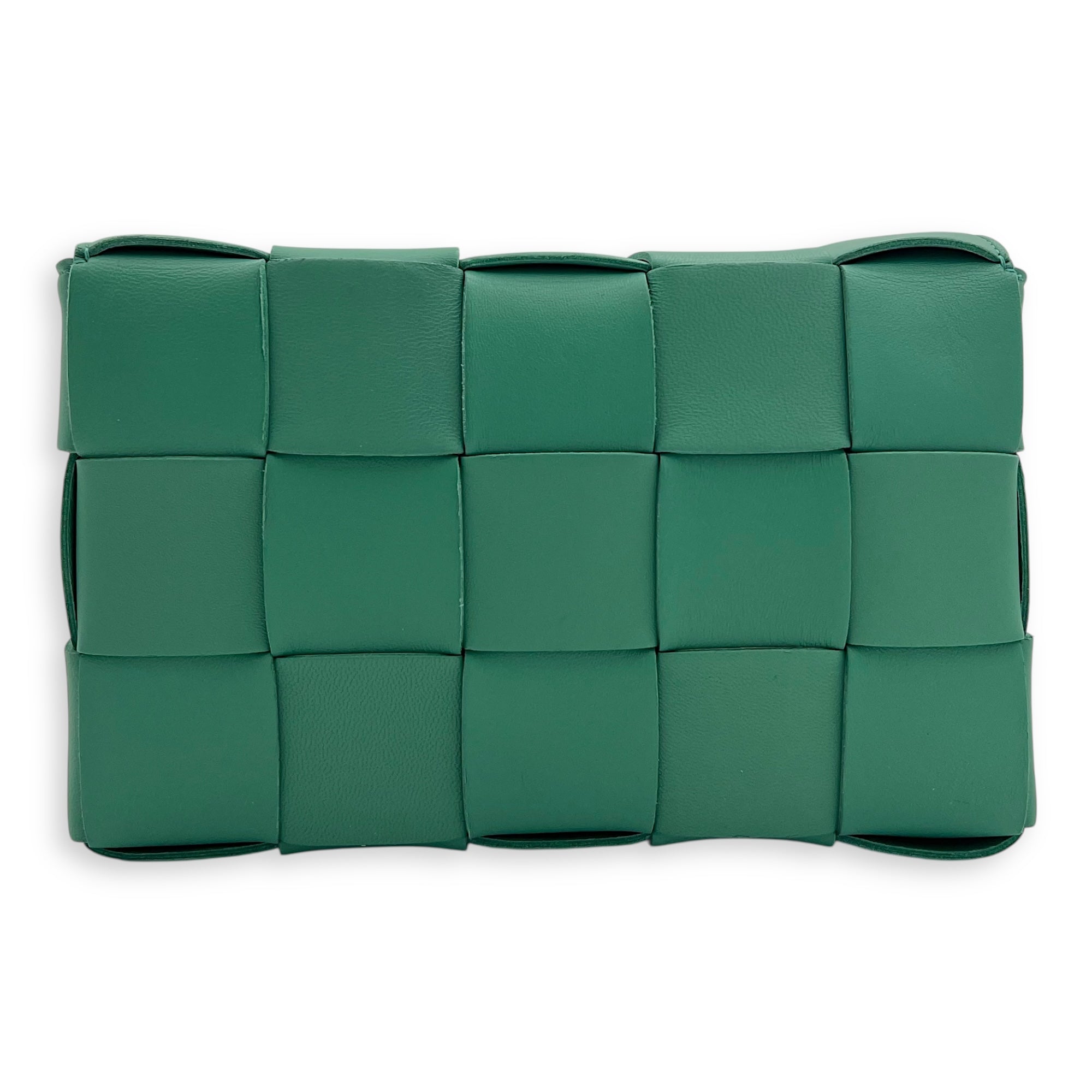Bottega Veneta Cassette Crossbody Bag Green in Calfskin, Gold hardware_2