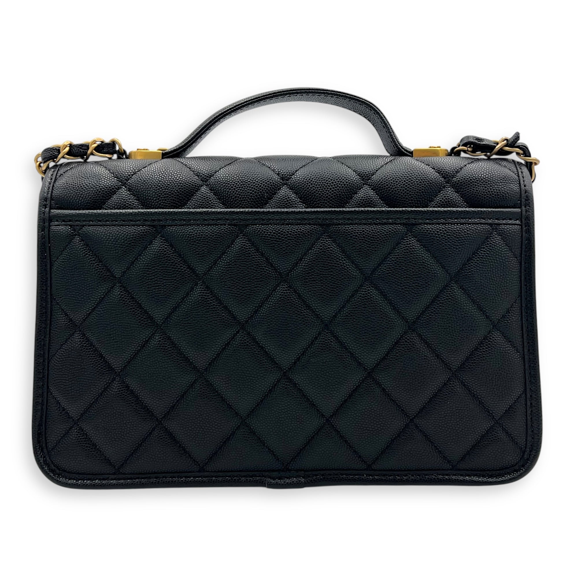 Chanel CC Quilted Top Handle Bag Black in Calfskin, Gold hardware_2