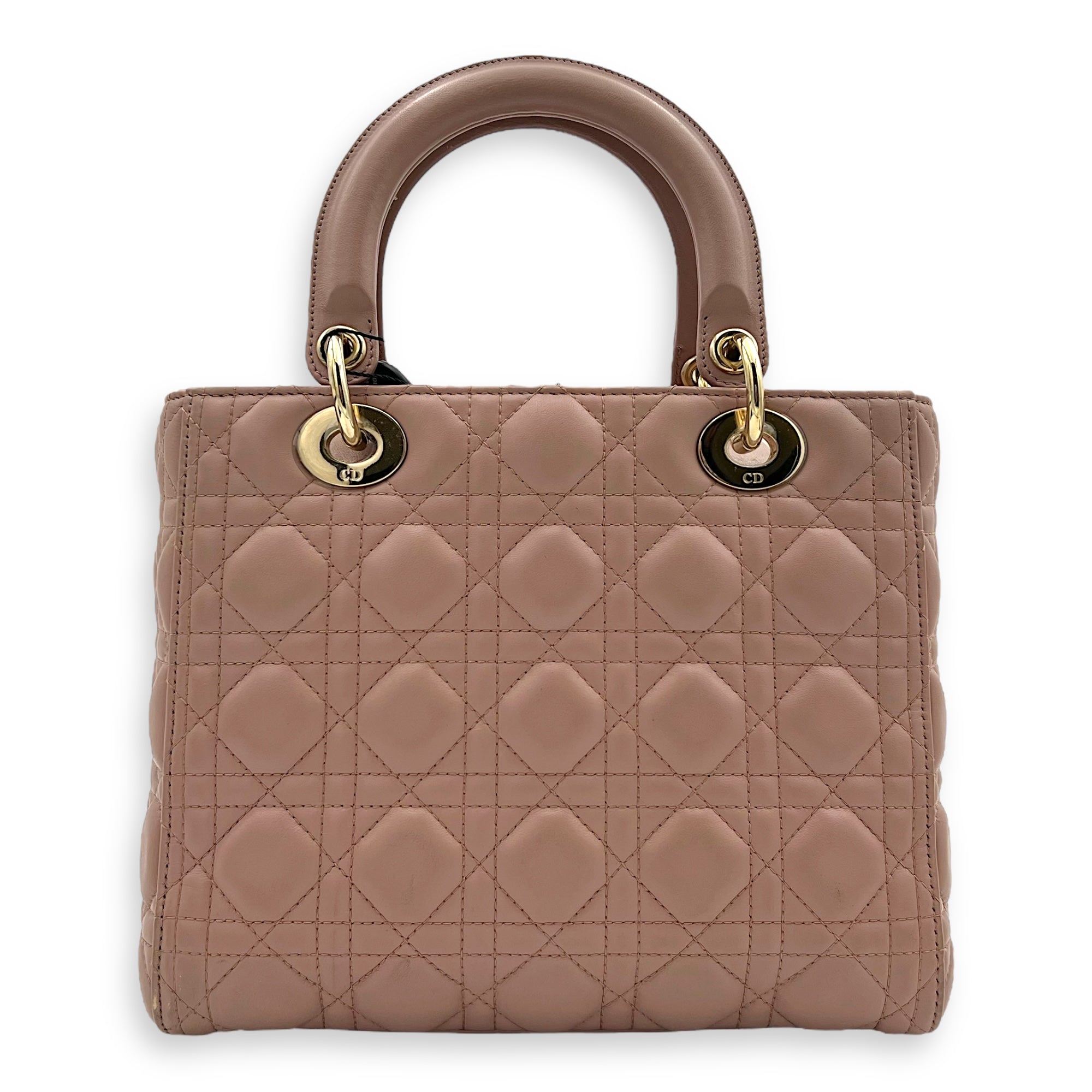 Dior Lady Dior Top Handle Bag Medium Pink in Lambskin, Gold hardware_2